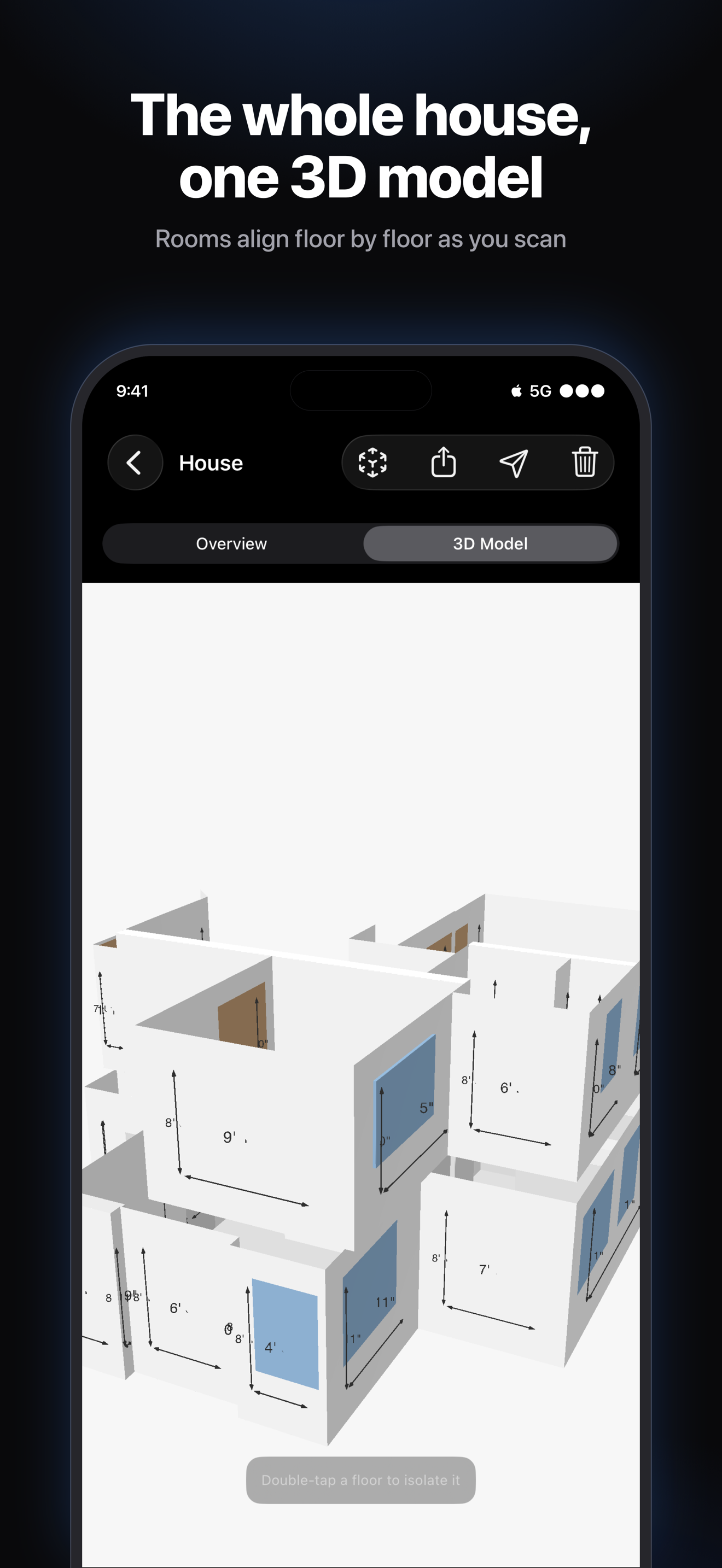 Whole-house 3D model with measurements