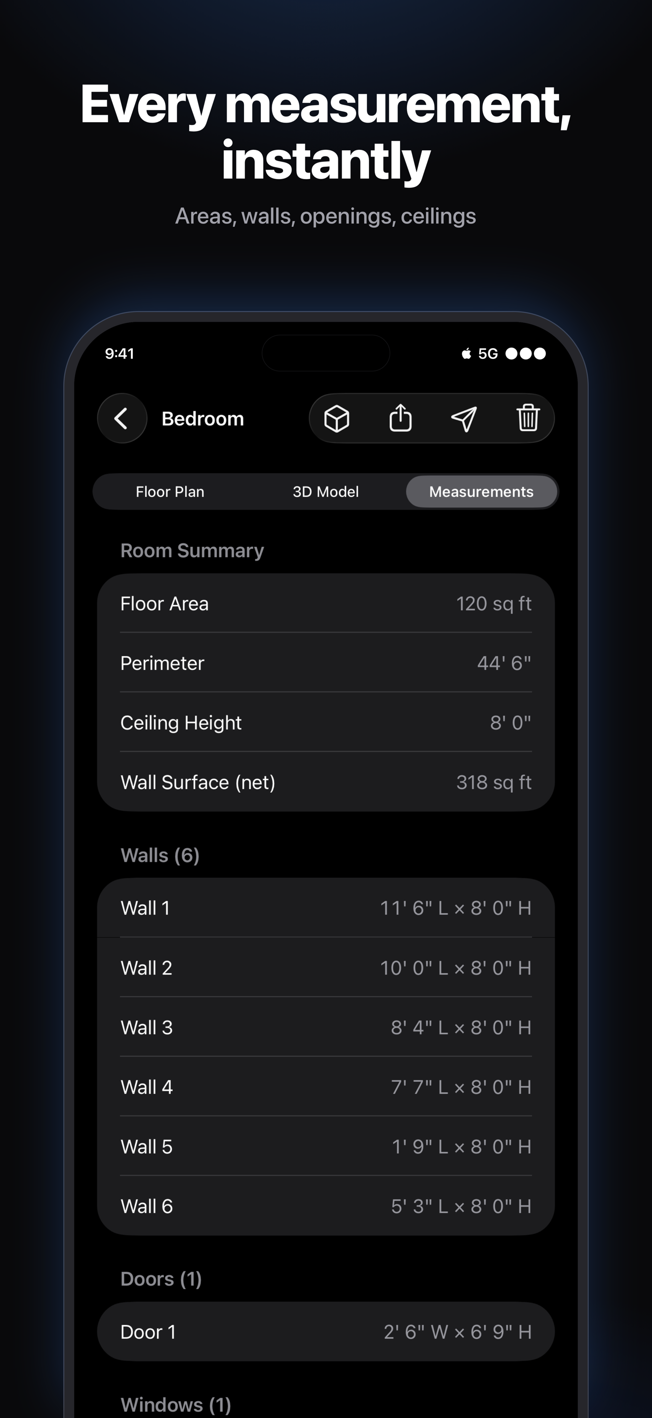 Instant measurement list